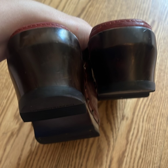 Frye Burgundy Clara Campus Leather Clogs with Studded Accents - Picture 7 of 9